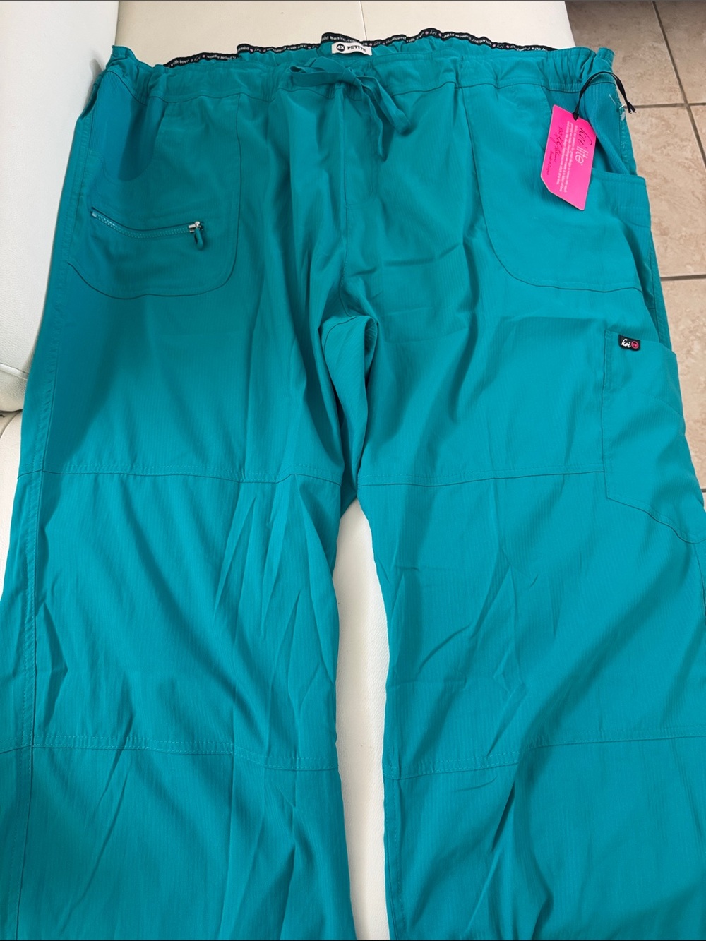 Women's Teal Cargo Scrub Pants with Utility Pockets